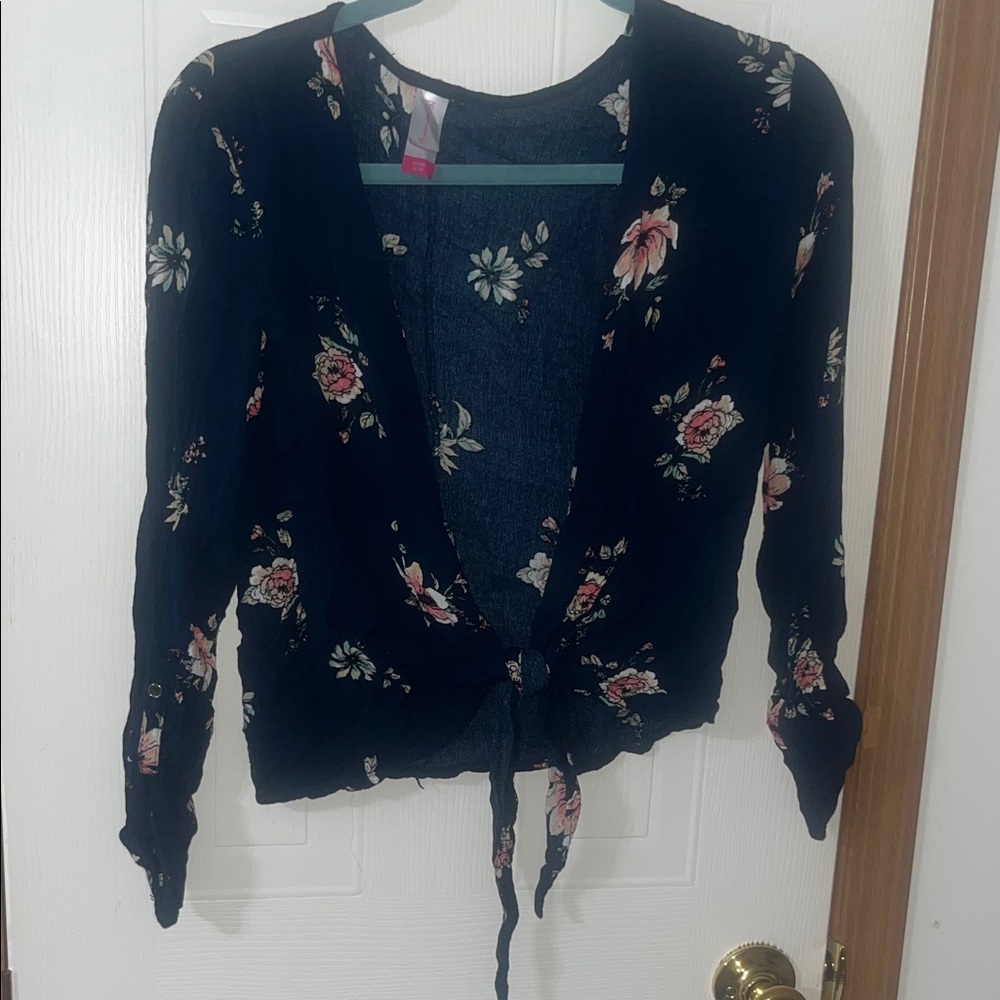No Boundaries Blue Floral Cardigan